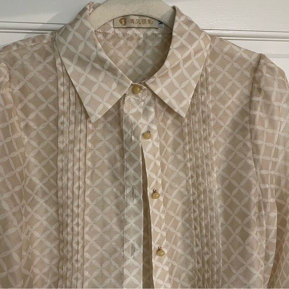 BOUTIQUE | sheer chiffon nude blouse - Picture 2 of 5